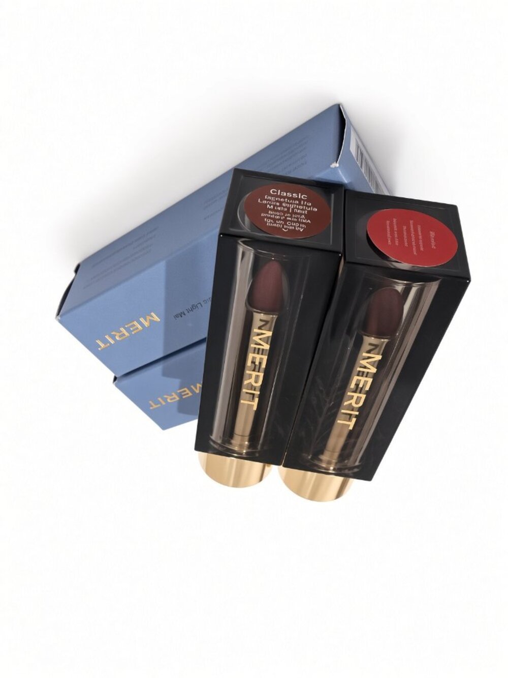 Merit 2-Pc Lot Signature Lip Matte Lipstick Classic + Power Full Size NIB